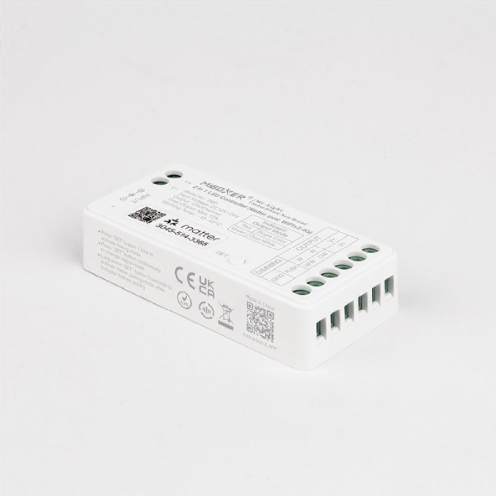 SM2 2-in-1 LED Controller, Matter Over WiFi + 2.4G, Single Color/CCT, 12A Output, Multi-Platform Smart Control, QR Pairing