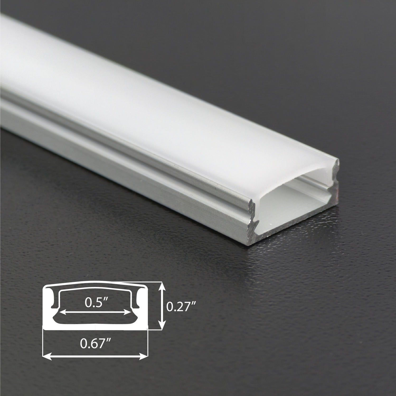 STL-014 U-Shape Surface Mount Aluminum LED Channel | 39" (1m) | 5-Pack | Silver or Black Finish | Milky Diffuser