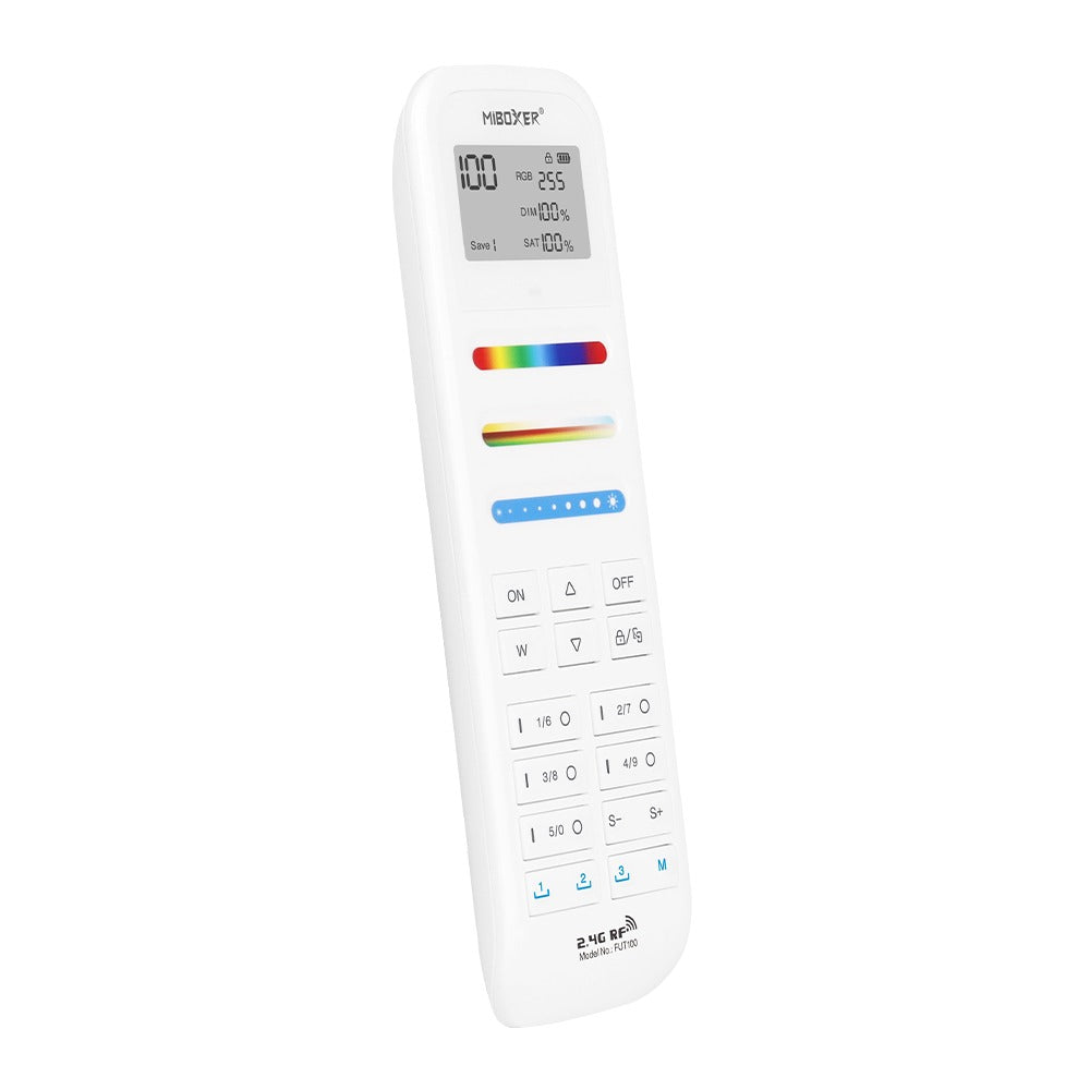 FUT100 100-Zone RGB+CCT Remote – 2.4GHz Wireless Control, Multi-Zone Compatibility, Color Memory & Child Lock
