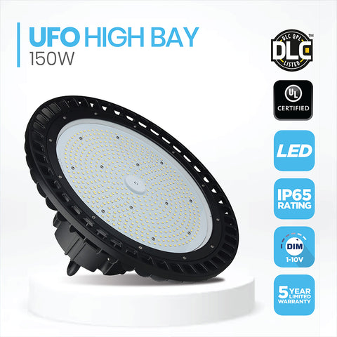 150W CT Series UFO High Bay Light for Warehouse, C-Stores - 5700K - UL DLC Listed