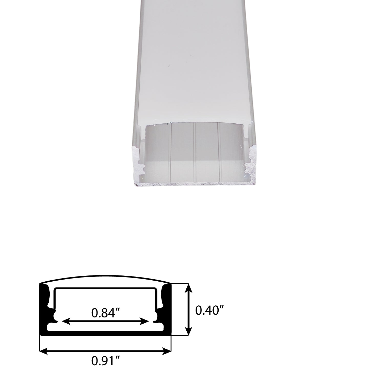 STL-081 – 0.91" Wide U-Shape Aluminum LED Strip Channel, Anodized Silver, Surface Mount, 39" , 5-Pack