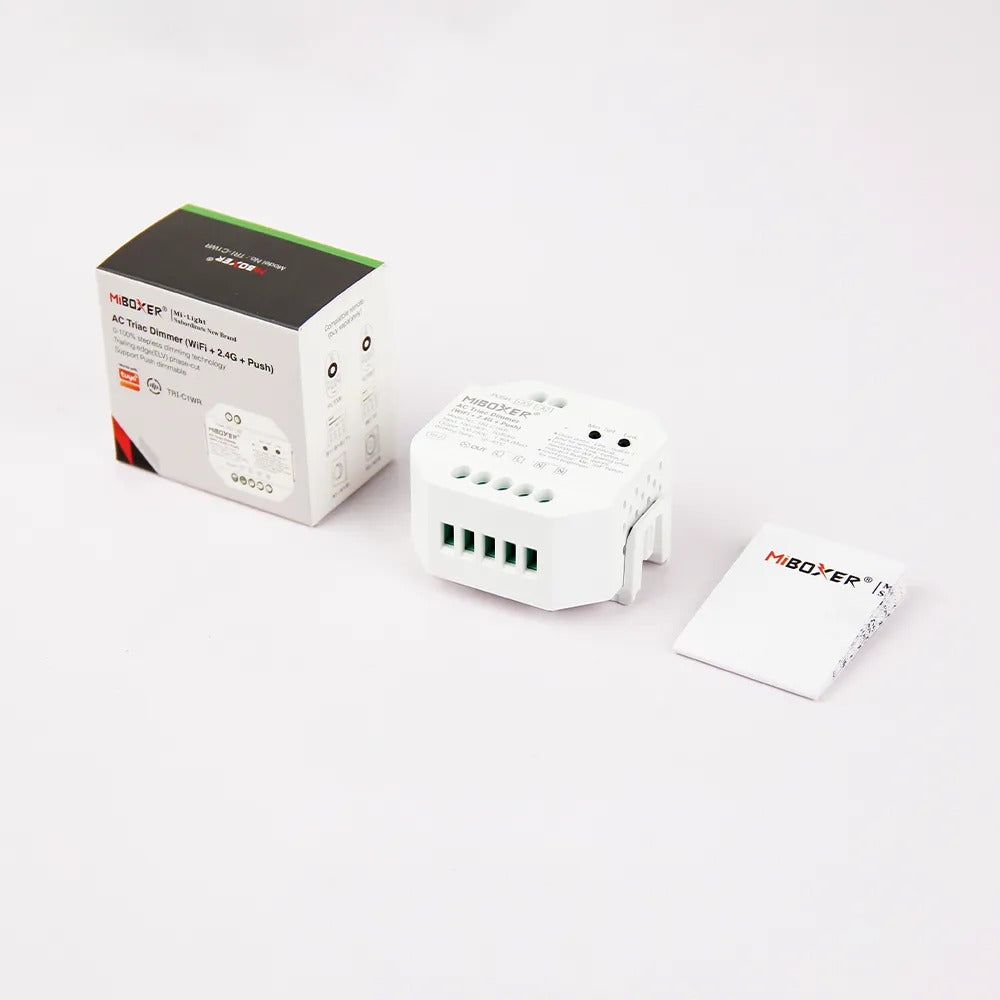 TRI-C1WR AC Triac Dimmer | WiFi + 2.4G + Push Control | Tuya, Alexa & Google Compatible | Flicker-Free 0–100% Dimming