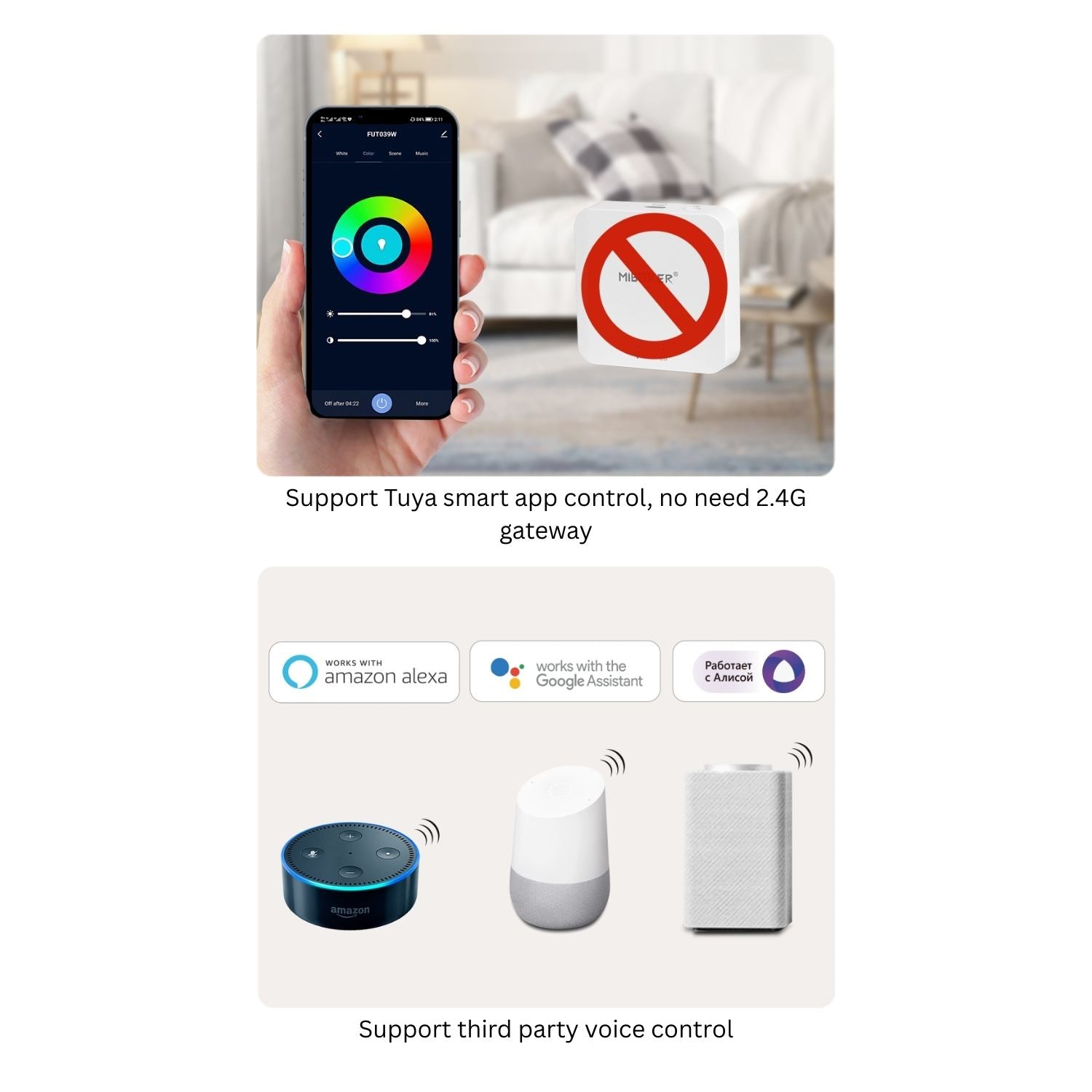 TRI-C1WR AC Triac Dimmer | WiFi + 2.4G + Push Control | Tuya, Alexa & Google Compatible | Flicker-Free 0–100% Dimming