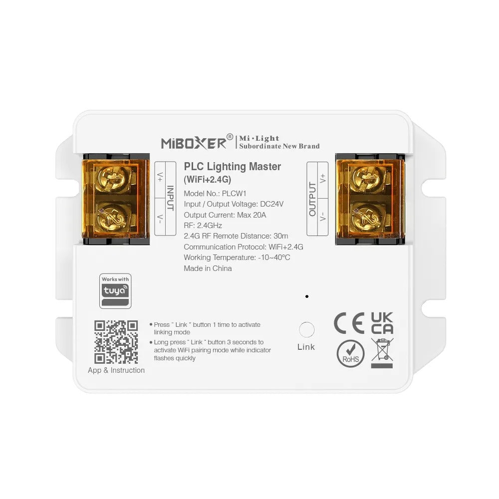 MiBoxer PLCW1 PLC Lighting Master | WiFi + 2.4GHz | RGB+CCT Smart LED Controller | DC24V 480W 20A
