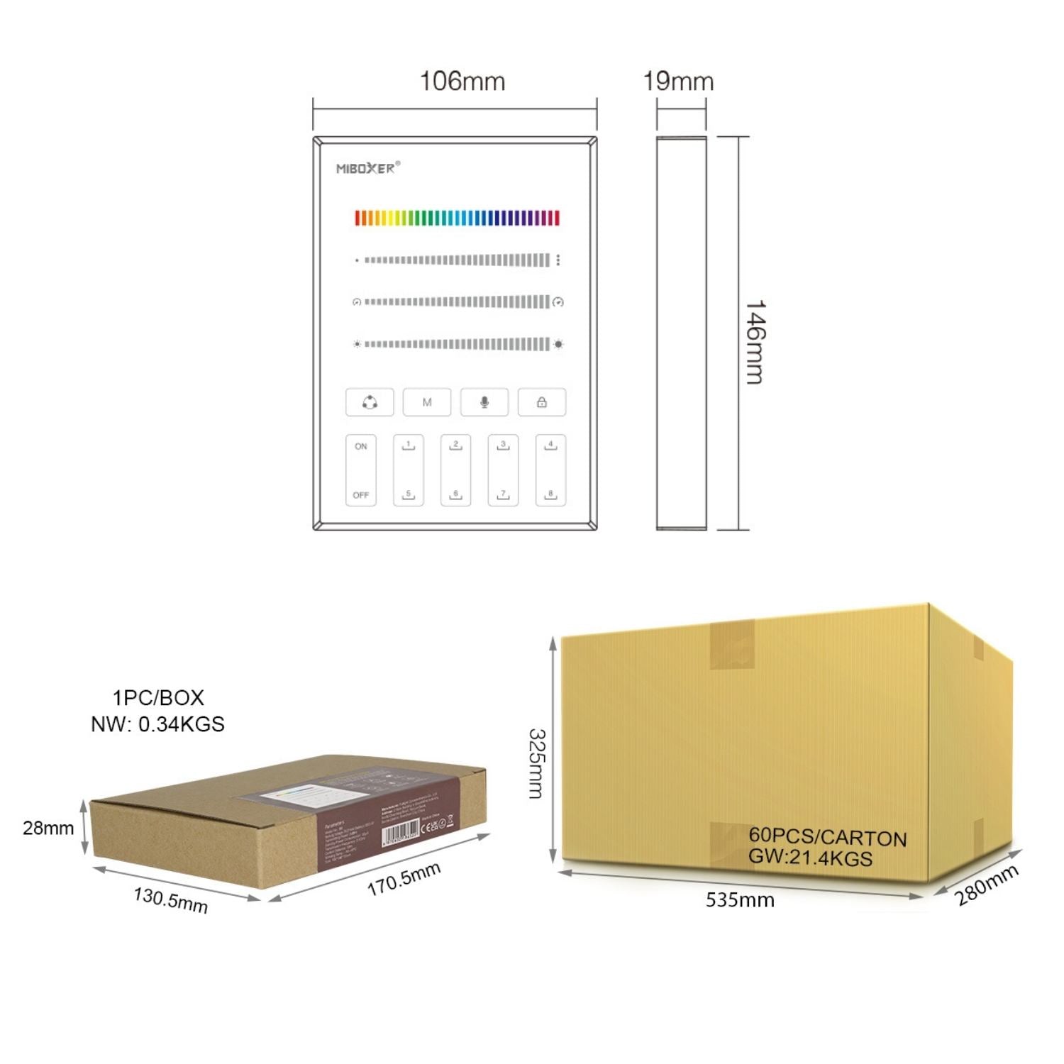 B9 SPI Panel Remote – 2.4G RF Controller, Pixel & Dynamic Mode Control, Scene Saving, Music Mode, 30m Range