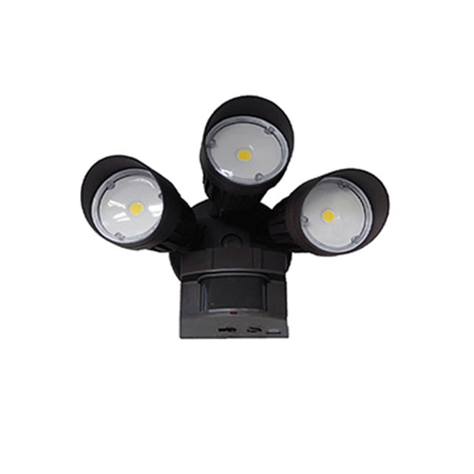 30W LED Motion Security Light - Triple Heads - 5000K - IP65 Rated - UL Listed