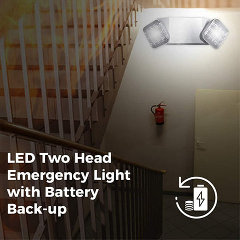 LED Emergency Light - Dual Square Heads - 90+ Minutes Backup - UL Listed