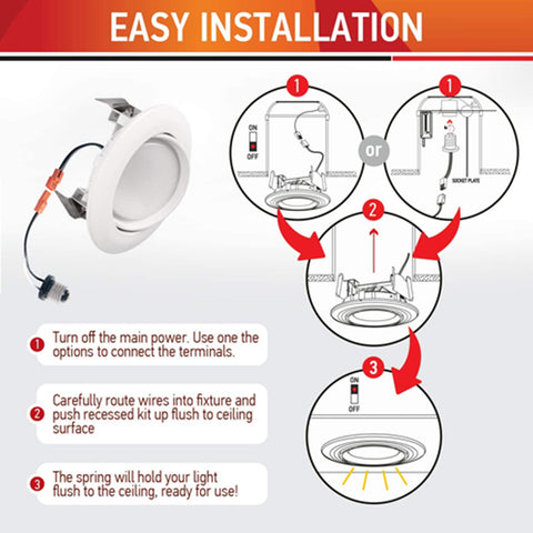 4 inch 10W LED Gimbal Retrofit Recessed Downlight - 750 Lumens - CCT - ETL ES Listed