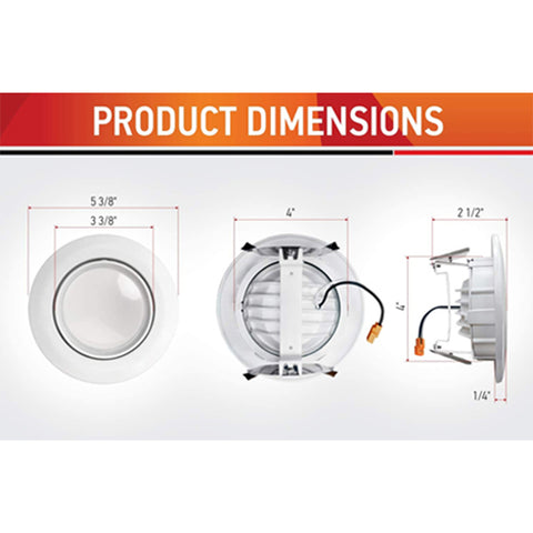 4 inch 10W LED Gimbal Retrofit Recessed Downlight - 750 Lumens - CCT - ETL ES Listed